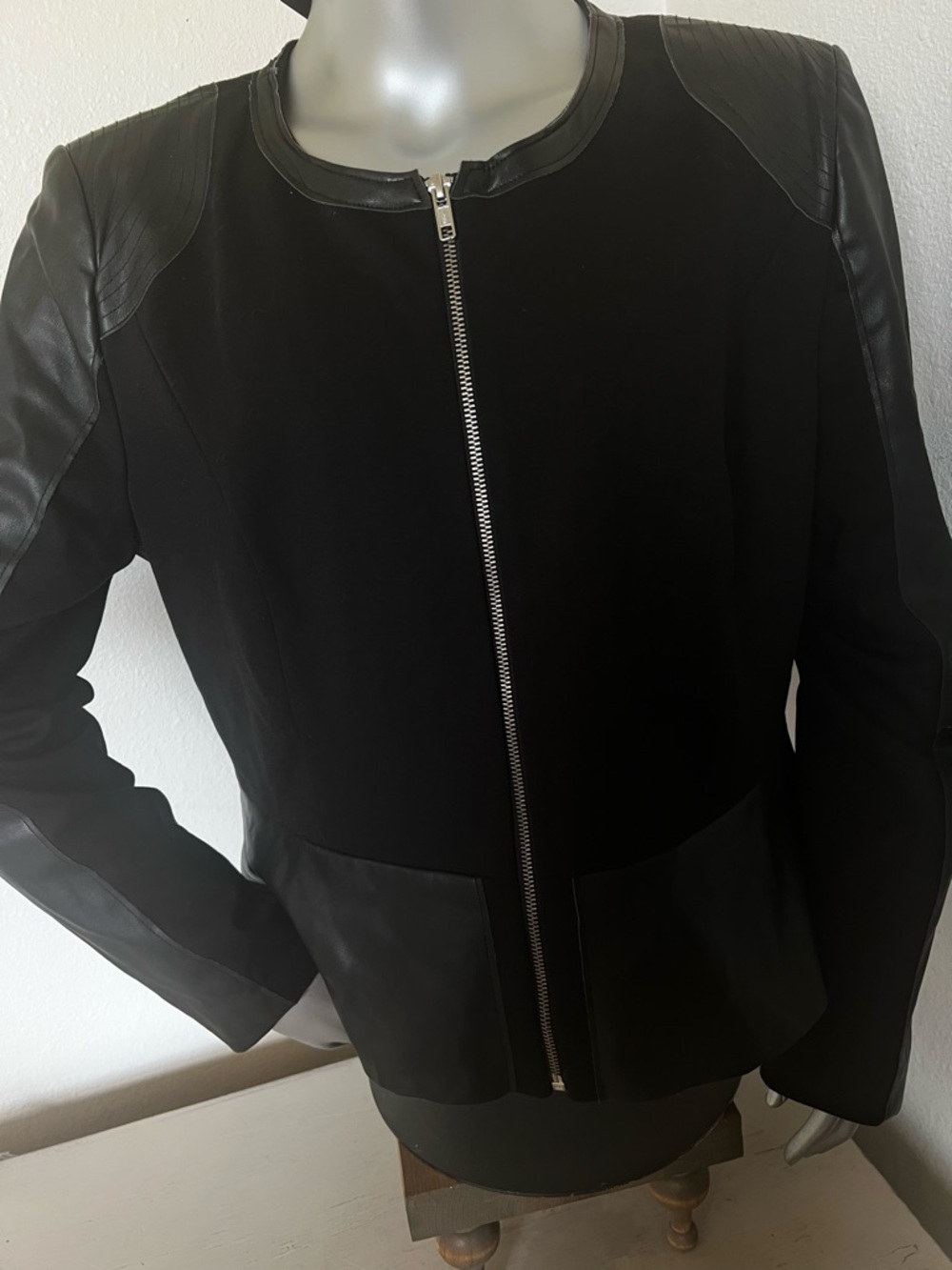 Worthington Faux leather knit moto jacket blazer Sz 18 NWT